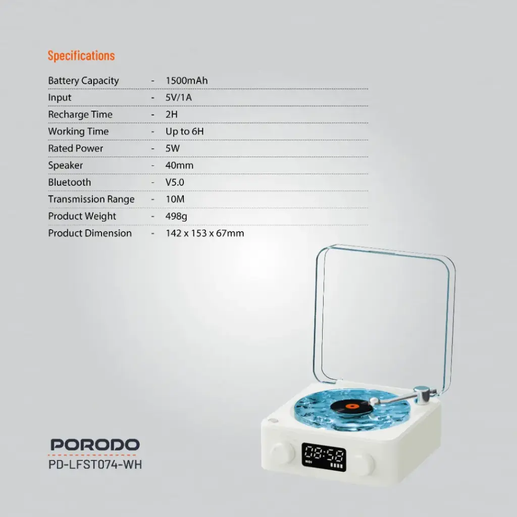 Porodo Lifestyle White Noise Portable Speaker